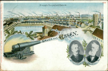 Alte Ansichtskarte Gruss aus Essen, Krupps Gussstahlfabrik