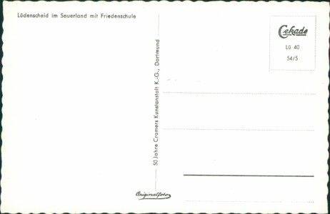 Adressseite der Ansichtskarte Lüdenscheid im Sauerland mit Friedenschule, 