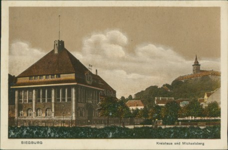 Alte Ansichtskarte Siegburg, Kreishaus und Michaelsberg