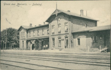 Alte Ansichtskarte Gruss aus Mallmitz, Bahnhof