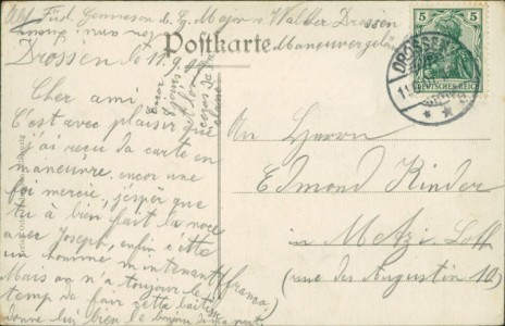 Adressseite der Ansichtskarte Gruss aus Zielenzig (Sulęcin), Total-Ansicht, Schulhaus, Langestr., Rathaus, Kirche