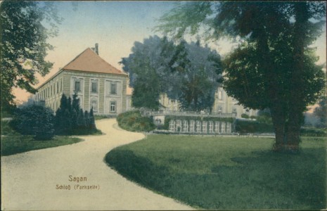 Alte Ansichtskarte Sagan / Żagań, Schloß (Parkseite)