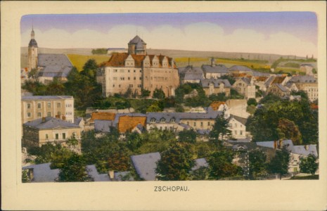 Alte Ansichtskarte Zschopau, Teilansicht