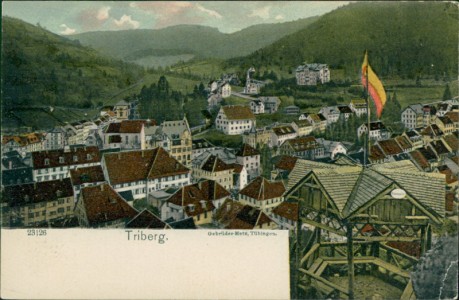 Alte Ansichtskarte Triberg, Teilansicht mit Felsenpavillon