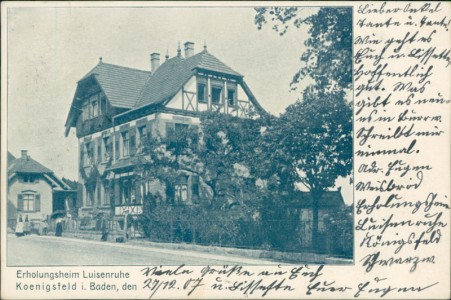 Alte Ansichtskarte Königsfeld im Schwarzwald, Erholungsheim Luisenruhe