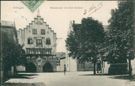 Alte Ansichtskarte Villingen, Münsterplatz mit altem Rathaus