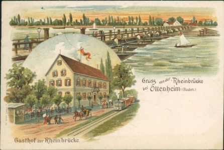 Alte Ansichtskarte Schwanau-Ottenheim, Gasthof zur Rheinbrücke