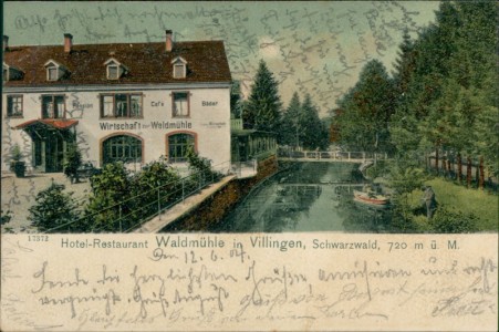 Alte Ansichtskarte Villingen, Hotel-Restaurant Waldmühle