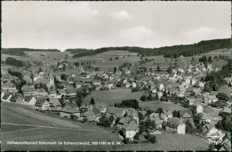 Alte Ansichtskarte Schonach im Schwarzwald, Luftaufnahme