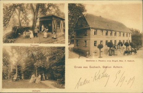 Alte Ansichtskarte Sasbach, Gasthaus u. Pension zum Engel