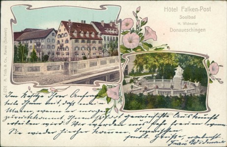 Alte Ansichtskarte Donaueschingen, Hotel Falken-Post