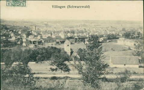 Alte Ansichtskarte Villingen, Teilansicht