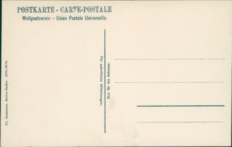 Adressseite der Ansichtskarte Villingen, Gewerbe- und Industrieausstellung des Badischen und Württembergischen Schwarzwaldes