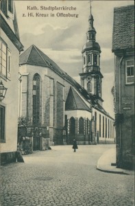 Alte Ansichtskarte Offenburg, Kath. Stadtpfarrkirche z. Hl. Kreuz