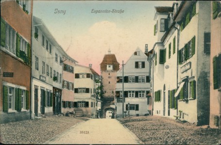Alte Ansichtskarte Isny, Espanntor-Straße