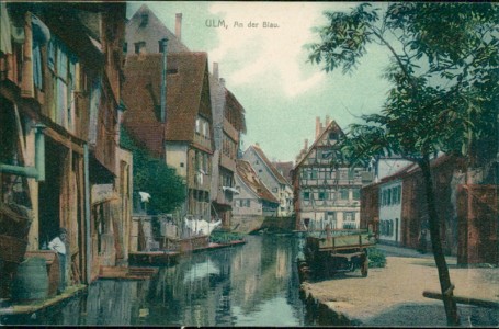 Alte Ansichtskarte Ulm, An der Blau