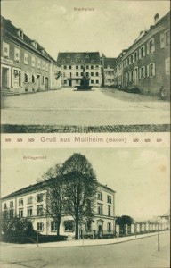 Alte Ansichtskarte Gruß aus Müllheim (Baden), Marktplatz, Amtsgericht