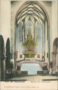 Alte Ansichtskarte Gruss aus Münnerstadt, Inneres der Pfarrkirche
