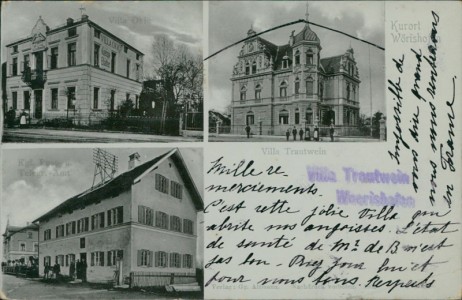 Alte Ansichtskarte Bad Wörishofen, Villa Ocic, Villa Trautwein, Kgl. Post- u. Telegr.-Amt