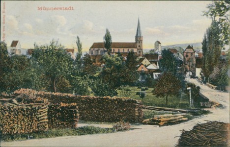 Alte Ansichtskarte Münnerstadt, Teilansicht