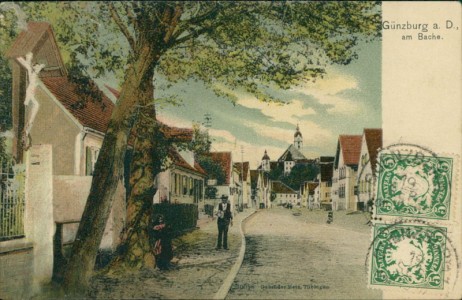 Alte Ansichtskarte Günzburg a. D., am Bache