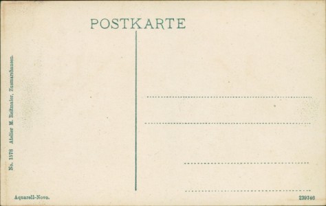 Adressseite der Ansichtskarte Gruss aus Zusmarshausen, Teilansicht mit Gasthaus zur Post von Alois Hafner