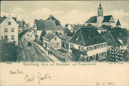 Alte Ansichtskarte Günzburg, Blick auf Marktplatz und Frauenkirche