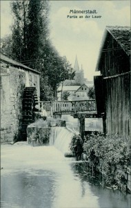 Alte Ansichtskarte Münnerstadt, Partie an der Lauer