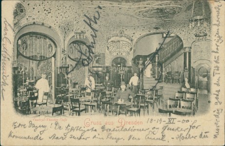 Alte Ansichtskarte Dresden, Central-Theater-Café