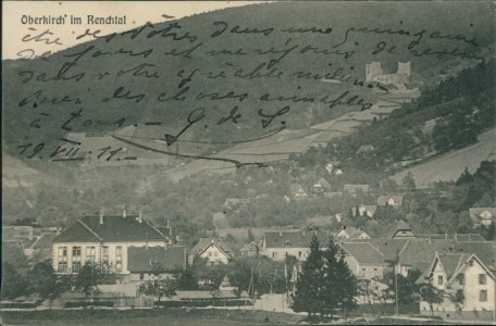 Alte Ansichtskarte Oberkirch im Renchtal, Teilansicht