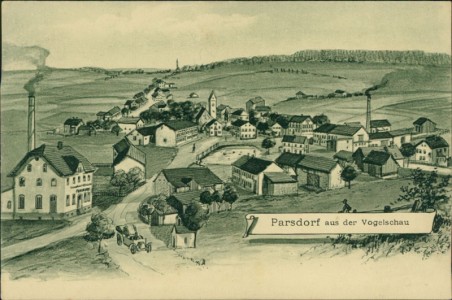 Alte Ansichtskarte Parsdorf bei Vaterstetten, Parsdorf aus der Vogelschau