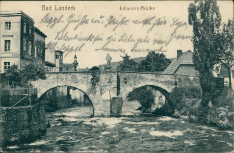 Alte Ansichtskarte Bad Landeck / Lądek-Zdrój, Johannes-Brücke