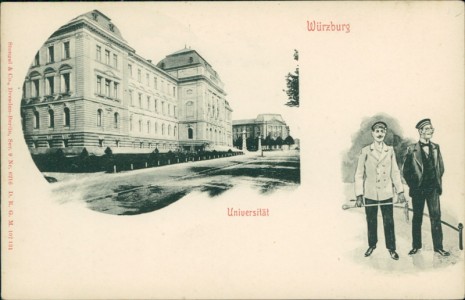 Alte Ansichtskarte Würzburg, Universität, Studenten