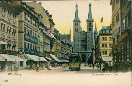 Alte Ansichtskarte Würzburg, Domstrasse mit Dom