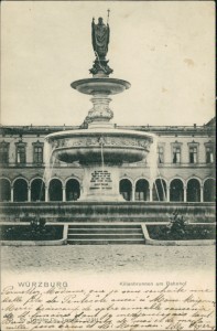 Alte Ansichtskarte Würzburg, Kilianbrunnen am Bahnhof