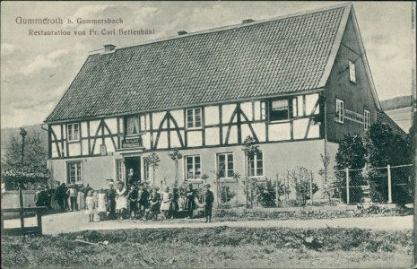 Alte Ansichtskarte Gummersbach-Gummeroth, Restauration von Fr. Carl Bettenbühl