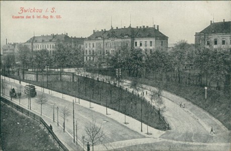 Alte Ansichtskarte Zwickau, Kaserne des 9. Inf.-Reg. Nr. 133