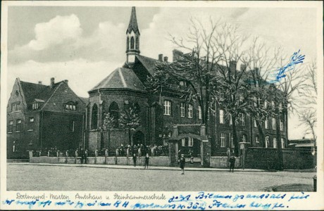 Alte Ansichtskarte Dortmund-Marten, Amtshaus u. Steinhammerschule