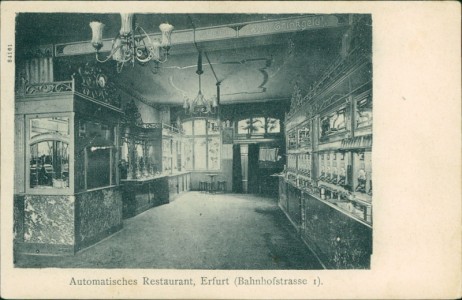 Alte Ansichtskarte Erfurt, Automatisches Restaurant, Bahnhofstrasse 1