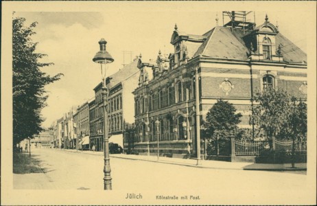 Alte Ansichtskarte Jülich, Kölnstraße mit Post