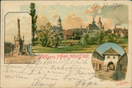 Alte Ansichtskarte Uničov / Mährisch Neustadt, 