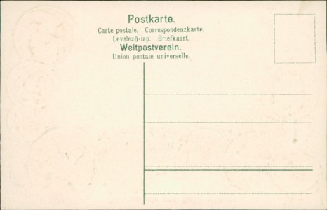 Adressseite der Ansichtskarte Chile, Münzenkarte und Nationalflagge / states coin card