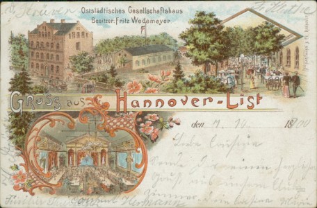 Alte Ansichtskarte Hannover-List, Oststädtisches Gesellschaftshaus Fritz Wedemeyer