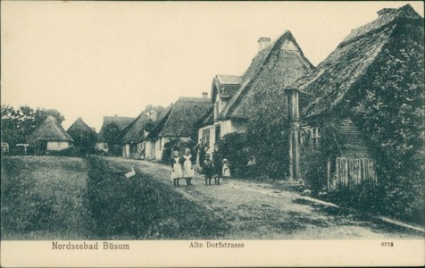 Alte Ansichtskarte Büsum, Alte Dorfstrasse