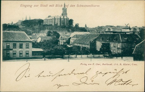Alte Ansichtskarte Kleve, Eingang zur Stadt mit Blick auf den Schwanenturm