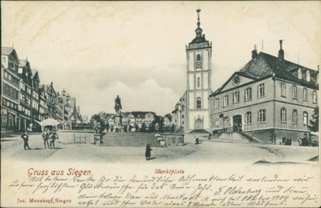 Alte Ansichtskarte Siegen, Marktplatz
