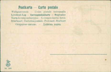 Adressseite der Ansichtskarte Fröhliche Ostern, Osterhase im Frack mit Monokel, Glocken, Veilchen