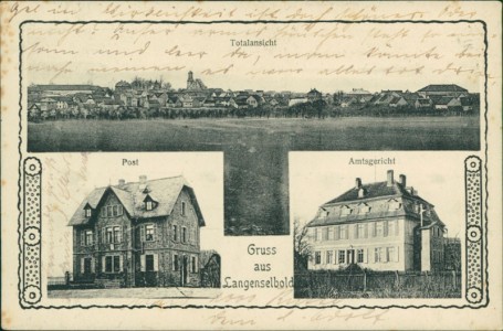 Alte Ansichtskarte Langenselbold, Totalansicht, Post, Amtsgericht