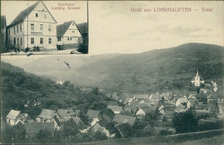 Alte Ansichtskarte Flörsbachtal-Lohrhaupten, Gasthaus Ludwig Kramer, Gesamtansicht