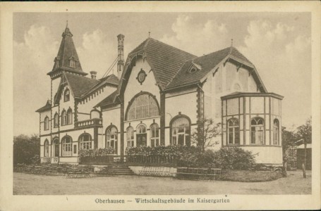 Alte Ansichtskarte Oberhausen, Wirtschaftsgebäude im Kaisergarten